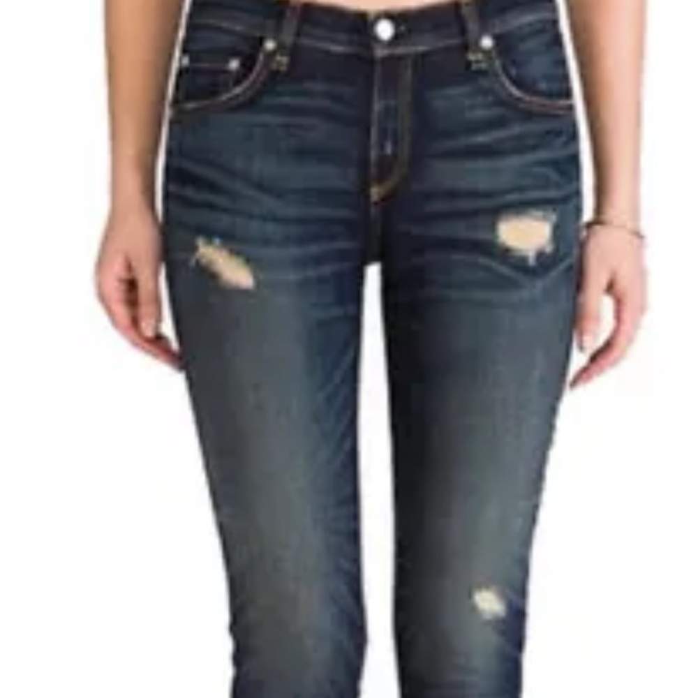 RAG & BONE "THE CATE MID-RISE SKINNY" Destroyed Jeans In "SHEFFIELD"